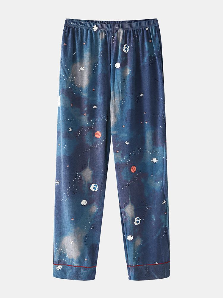 Kvinder Stjernehimmel Print Sød Pullover Løs Elastisk Talje Tegneserie Hjemmepyjamassæt