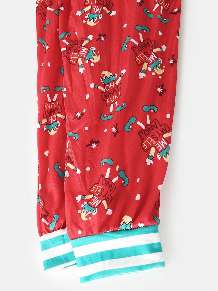 Plus Size Kvinder Julebrev Print Lynlås Front Øre Design Hætte Onesies Med Pocket Nattøj