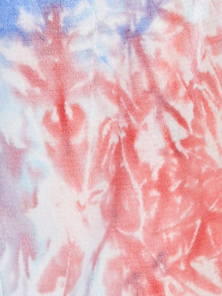 Tie Dye Dame Flanell Langærmet Dobbeltlomme Hjem Nattøj Badekåber