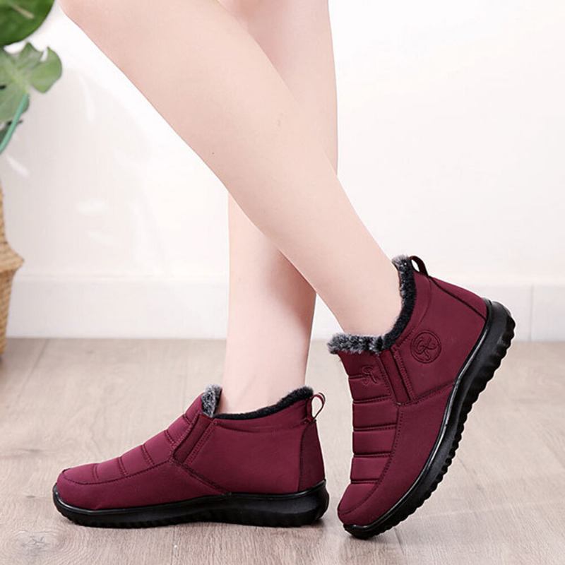 Dame Comfy Warm Foring Vandtæt Slip On Snow Boots