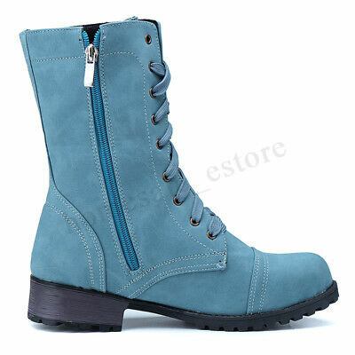 Dame Plus Size Motorcykel Rund Toe Retro Mid Calf Støvler