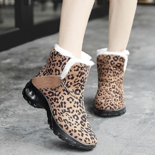 Dame Varmforet Skridsikker Leopard Slip On Short Snow Boots