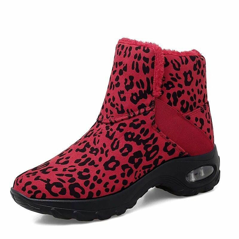 Dame Varmforet Skridsikker Leopard Slip On Short Snow Boots