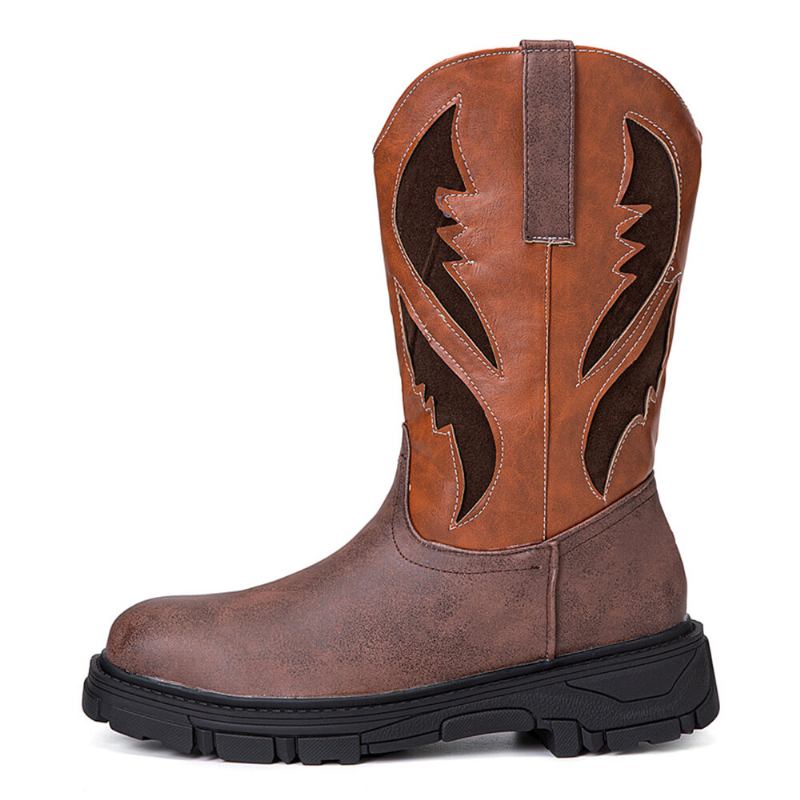 Mænd Vintage Skridsikker Mid-tube Slip-on Cowboy Boot