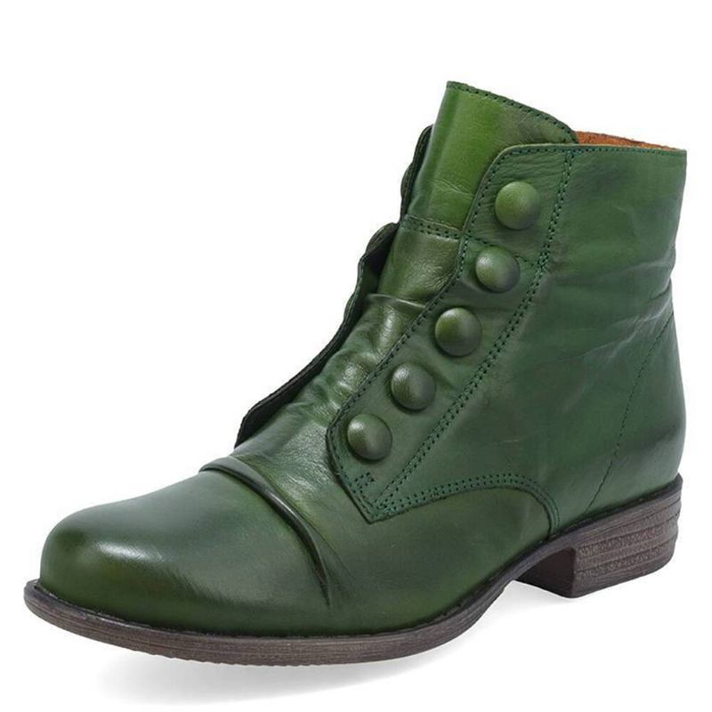 Plus Size Dame Knap Decor Side Lynlås Lavhælet Biker Boots