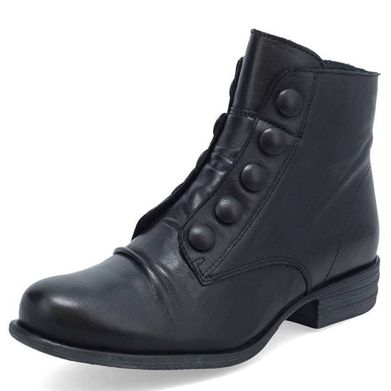 Plus Size Dame Knap Decor Side Lynlås Lavhælet Biker Boots