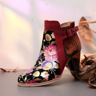 Retro Blomstret Blomsterkombination Med Moderne Stil Bogstav Elegante Unikke Højhælede Støvler