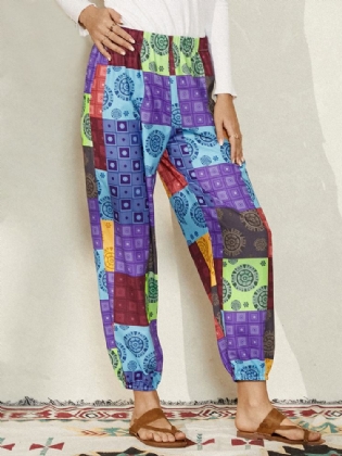 Kvinder Colorblock Etnisk Stil Print Elastiske Talje Joggerbukser