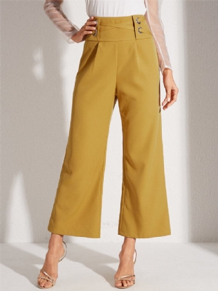 Kvinder Ensfarvet Cross Design Midtalje Stilfulde Casual Flare Bukser