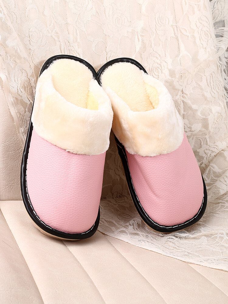 Dame Warm Foring Vandtæt Skridsikker Rygfri Vinter Indoor Slippers