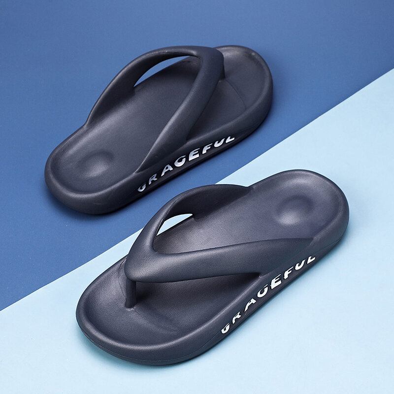 Herre Letvægts Blød Sål Ren Farve Indendørs Flip Flops Casual Platform Hjemmesko