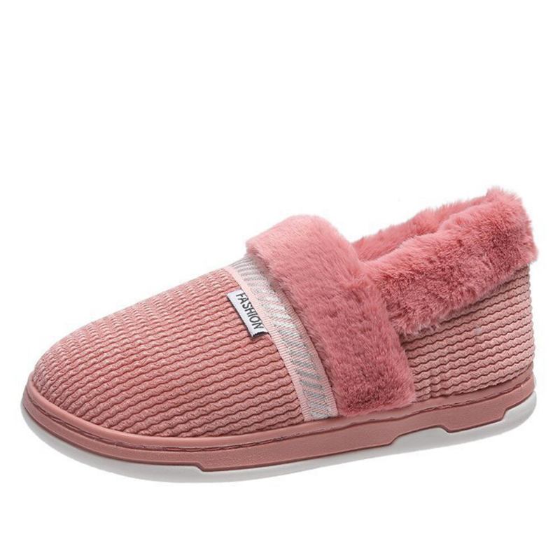 Kvinder Ensfarvet Casual Plys Varm Slip On Home Bomuld Hjemmesko