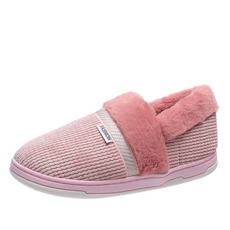 Kvinder Ensfarvet Casual Plys Varm Slip On Home Bomuld Hjemmesko