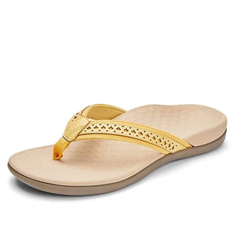 Kvinders Sommer Flad Hule Udskårne Decoration Brief Flip-flops Hjemmesko