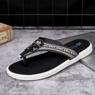 Mænd Casual Outdoor Denim Stof Slip On Beach Flip Flop Hjemmesko