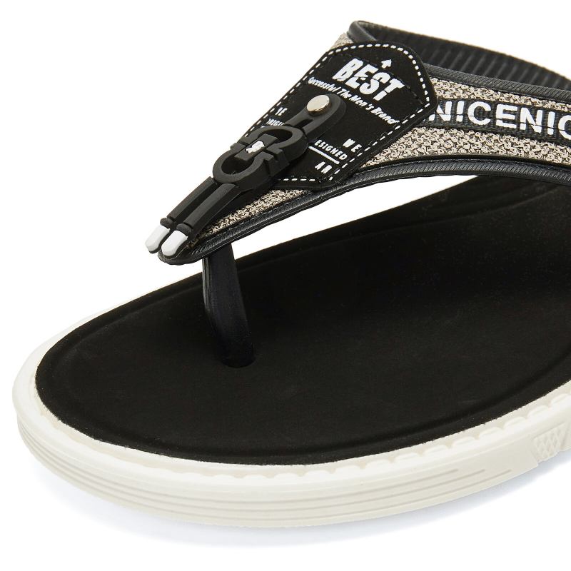 Mænd Casual Outdoor Denim Stof Slip On Beach Flip Flop Hjemmesko