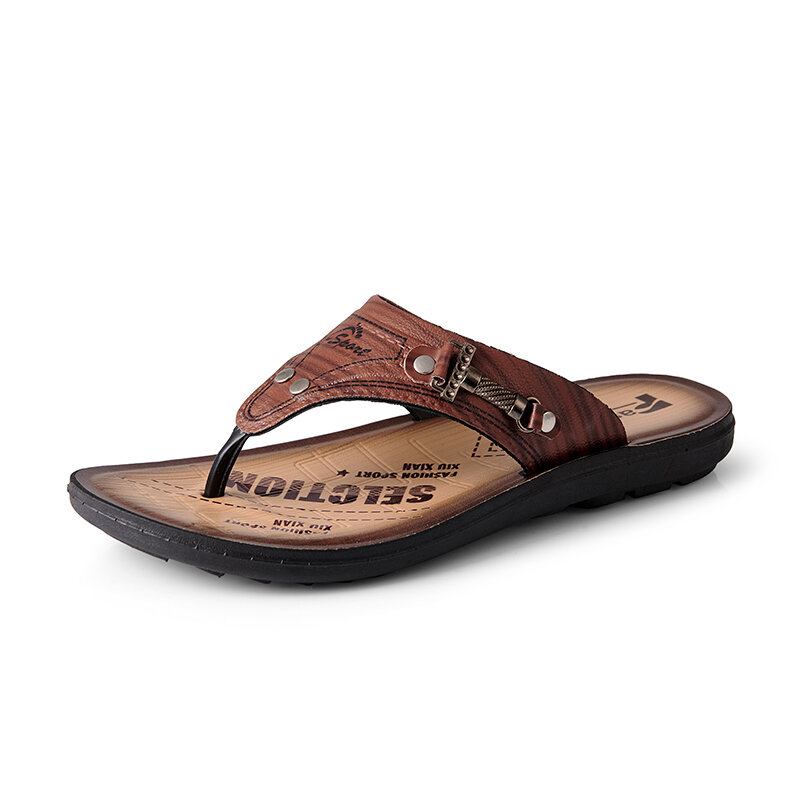 Mænd Casual Outdoor Denim Stof Slip On Beach Flip Flops Hjemmesko