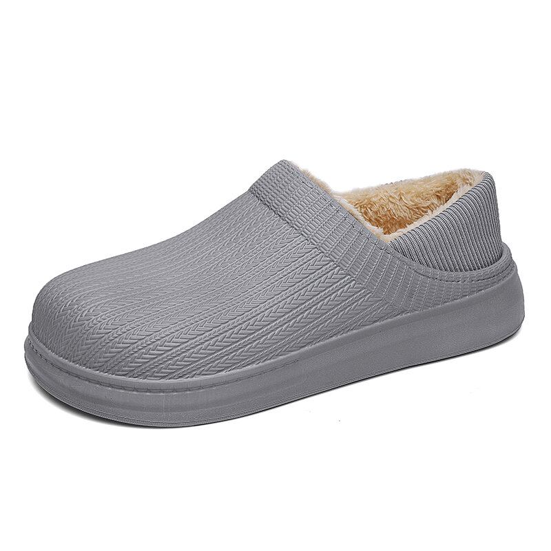 Mænd Comfy Wide Fit Rund Toe Varme Let-slip-on Hjemmesko