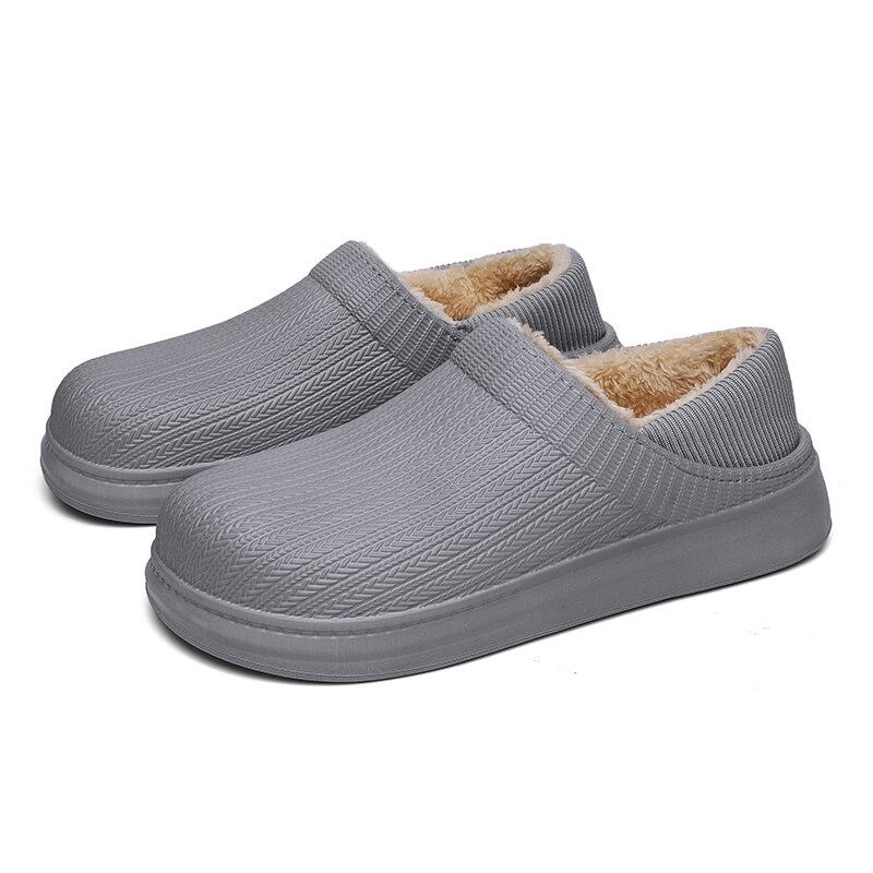 Mænd Comfy Wide Fit Rund Toe Varme Let-slip-on Hjemmesko