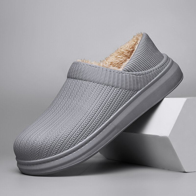 Mænd Comfy Wide Fit Rund Toe Varme Let-slip-on Hjemmesko