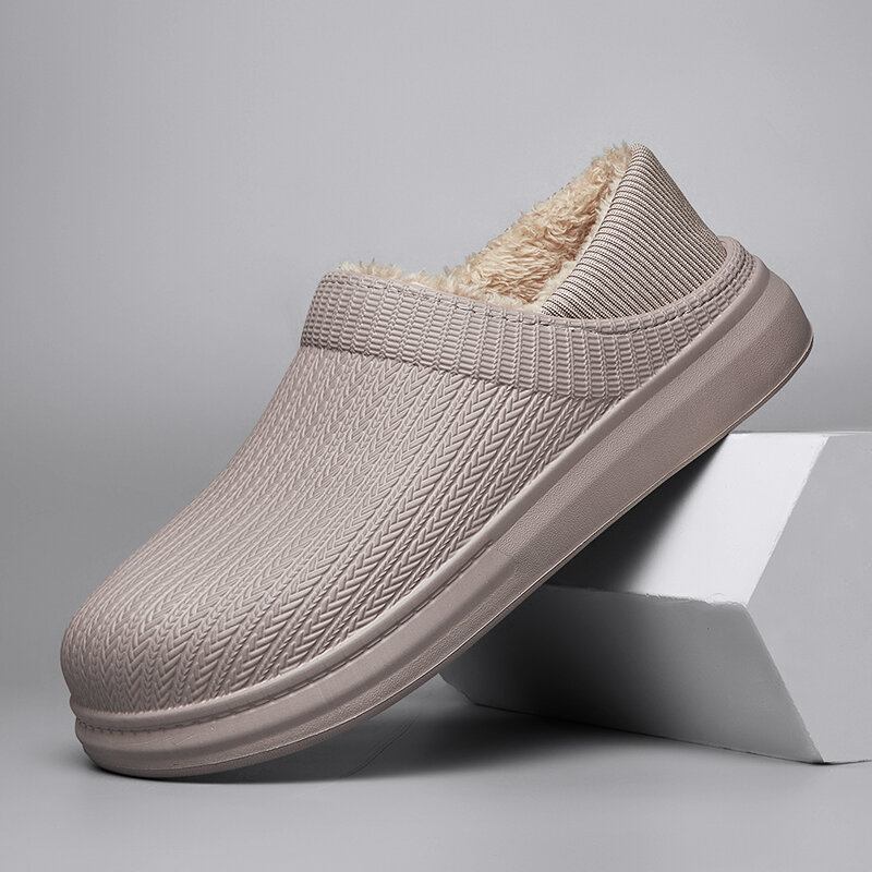 Mænd Comfy Wide Fit Rund Toe Varme Let-slip-on Hjemmesko