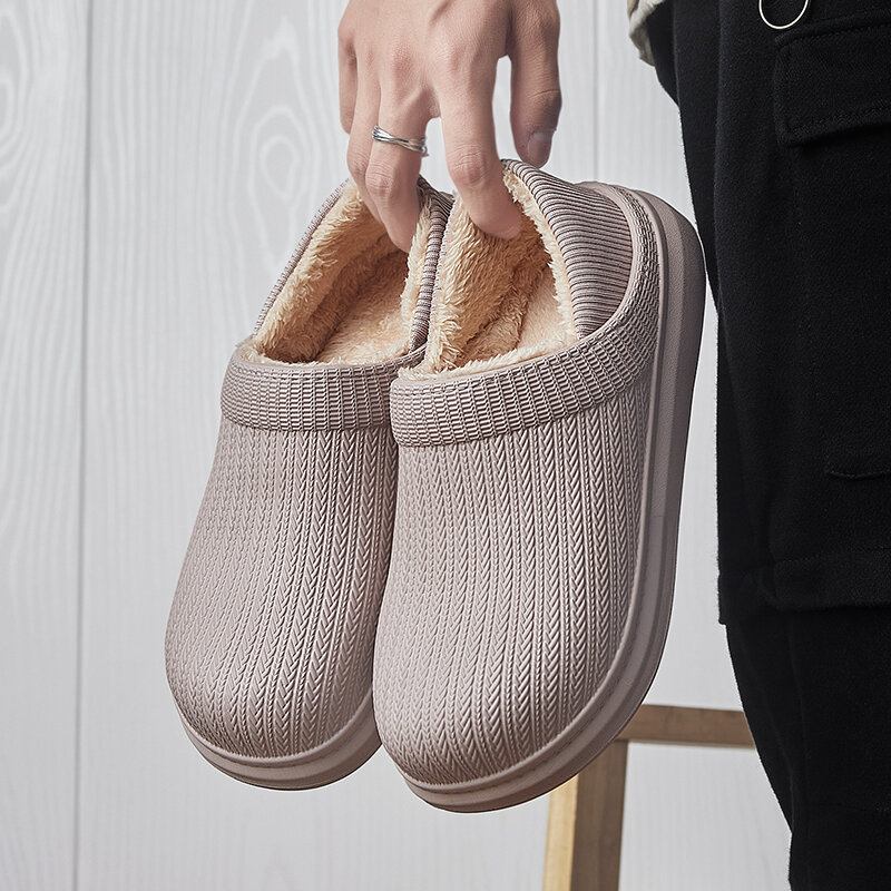 Mænd Comfy Wide Fit Rund Toe Varme Let-slip-on Hjemmesko