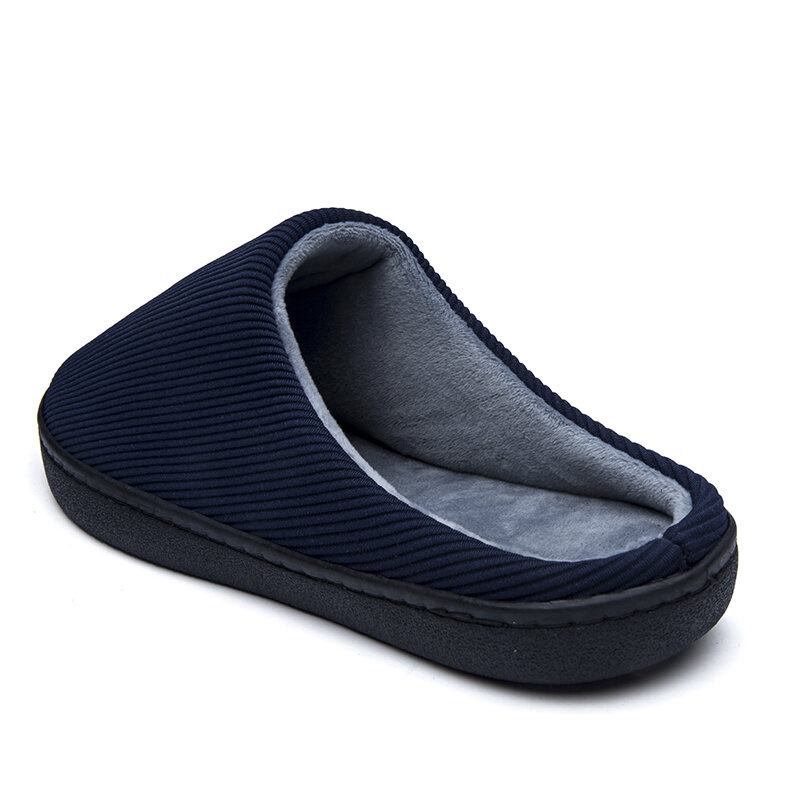 Mænd Pure Colour Rund Toe Skridsikker Varme Slip-on Hjemmesko I Bomuld