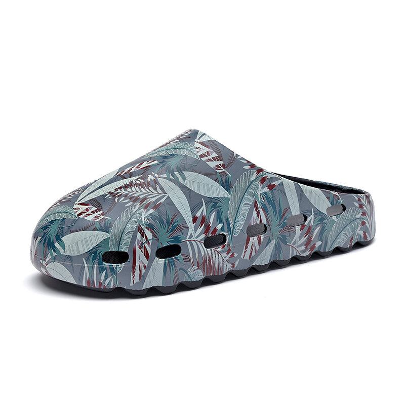 Mænd Pvc Coconut Tree Print Blød Tyk Sål Skridsikker Behagelig Åndbar Sommer Casual Hjemmesko Hjemmesko