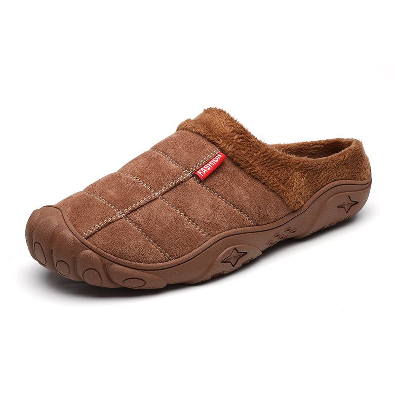 Mænd Soft Comfy Suede Non Slip Varme Bomulds Hjemmesko