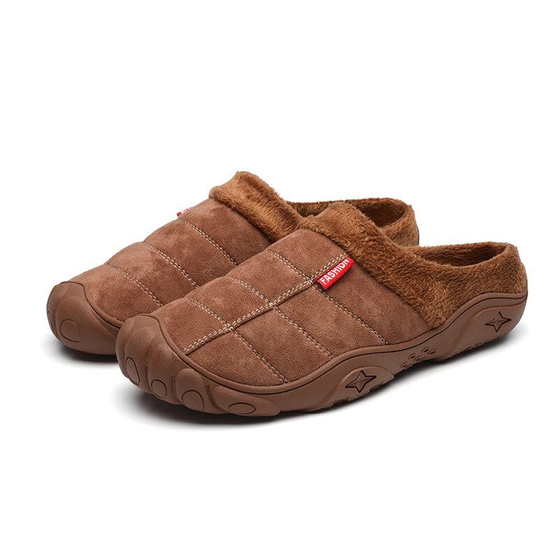 Mænd Soft Comfy Suede Non Slip Varme Bomulds Hjemmesko