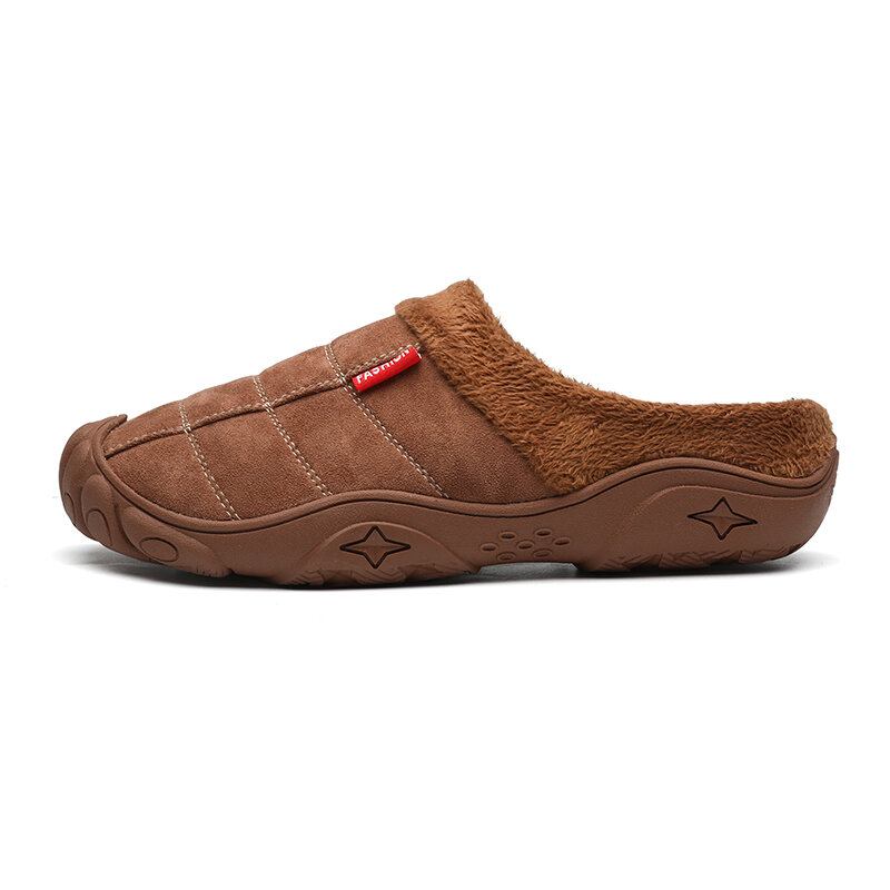 Mænd Soft Comfy Suede Non Slip Varme Bomulds Hjemmesko