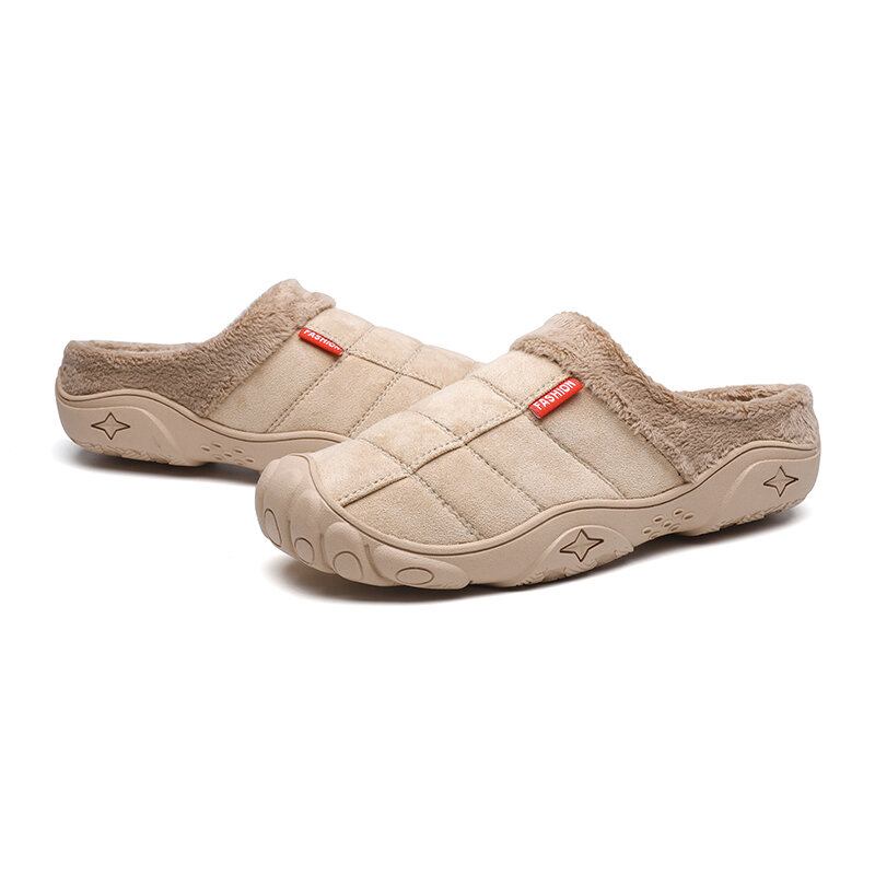 Mænd Soft Comfy Suede Non Slip Varme Bomulds Hjemmesko