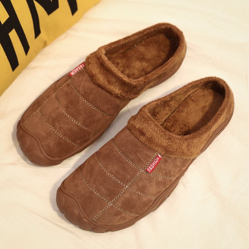 Mænd Soft Comfy Suede Non Slip Varme Bomulds Hjemmesko