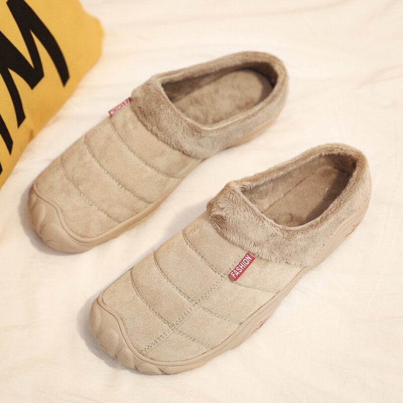 Mænd Soft Comfy Suede Non Slip Varme Bomulds Hjemmesko