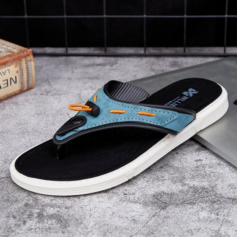 Mænd Udendørs Strand Slip On Denim Stof Casual Flip Flop Hjemmesko