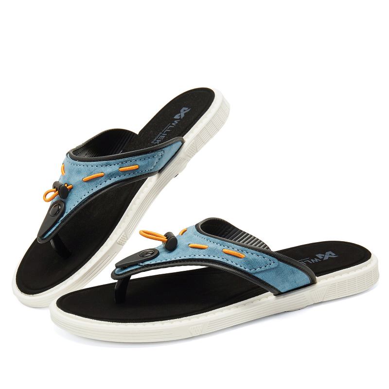 Mænd Udendørs Strand Slip On Denim Stof Casual Flip Flop Hjemmesko