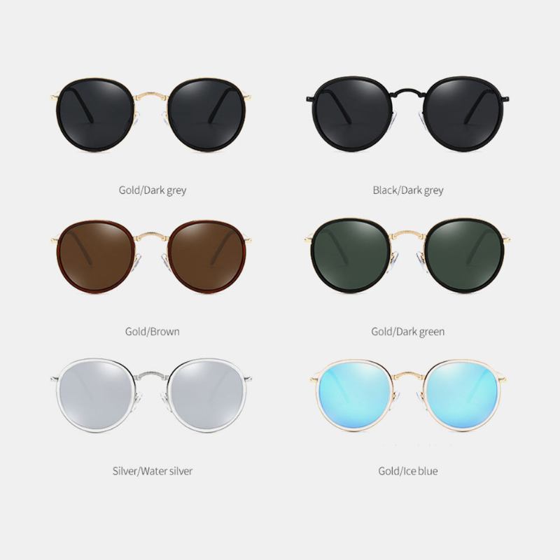 Unisex Alloy Oval Full Frame Polariseret Uv-beskyttelse Fashion All-match Solbriller