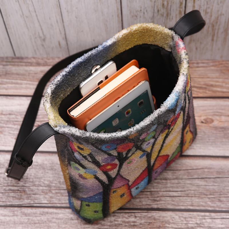 Dame Special Farverig Diy Lammehårtaske Crossbody-taske Til Daglig Udendørs