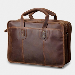 Ekphero Mænd Vintage Multifunktion Slidfast Imiteret Læder Business Briefcases Håndtaske Med Stor Kapacitet