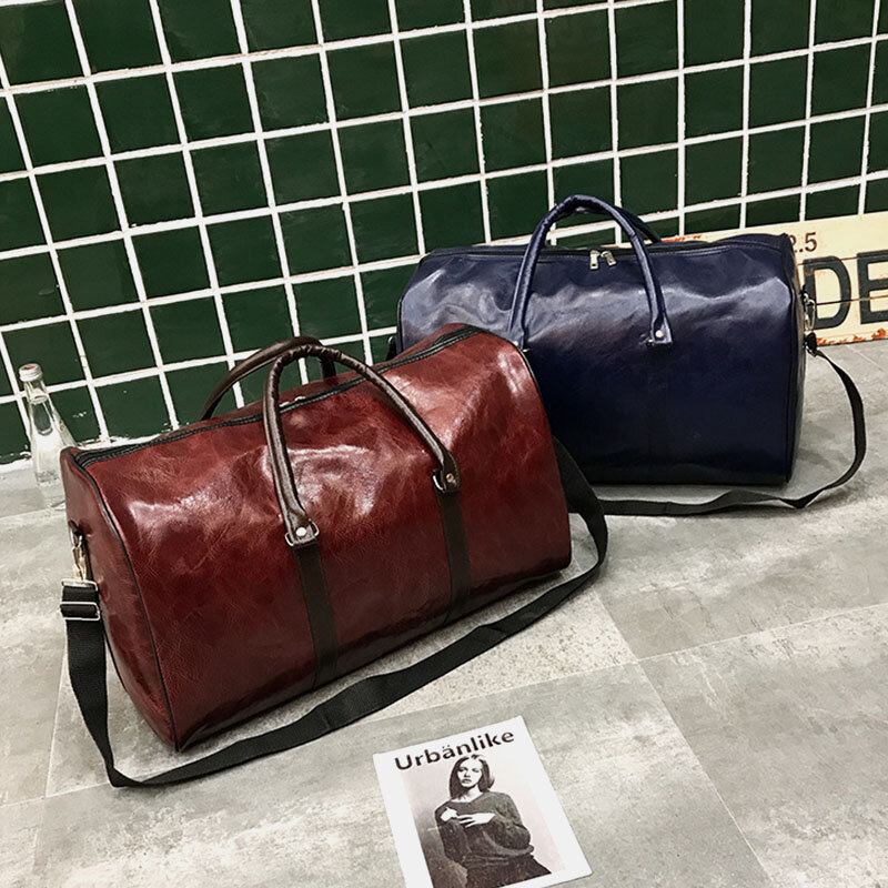 Kvinder Mænd Læder Retro Håndtaske Med Stor Kapacitet Business Bagagetaske Skuldertaske Crossbody Taske