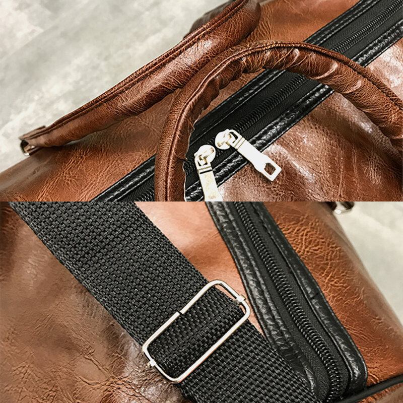 Kvinder Mænd Læder Retro Håndtaske Med Stor Kapacitet Business Bagagetaske Skuldertaske Crossbody Taske