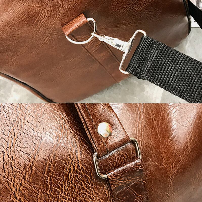 Kvinder Mænd Læder Retro Håndtaske Med Stor Kapacitet Business Bagagetaske Skuldertaske Crossbody Taske