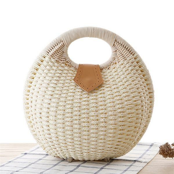 Kvinder Tote Håndtaske Sommer Strandtaske Straw Taske Rattan Taske Håndtaske