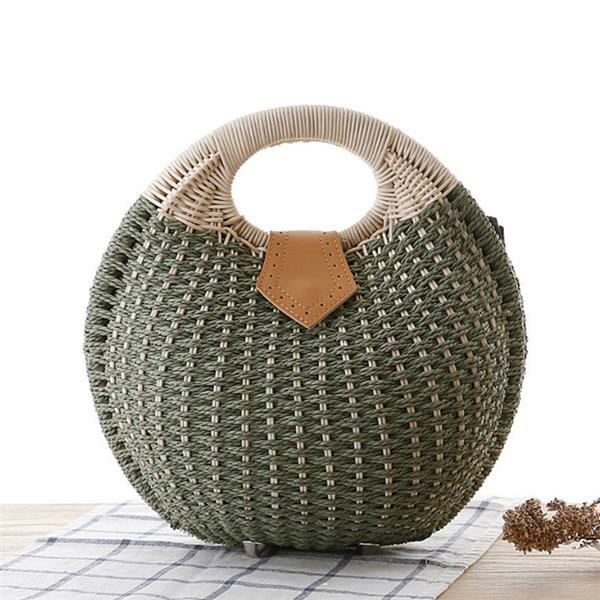 Kvinder Tote Håndtaske Sommer Strandtaske Straw Taske Rattan Taske Håndtaske