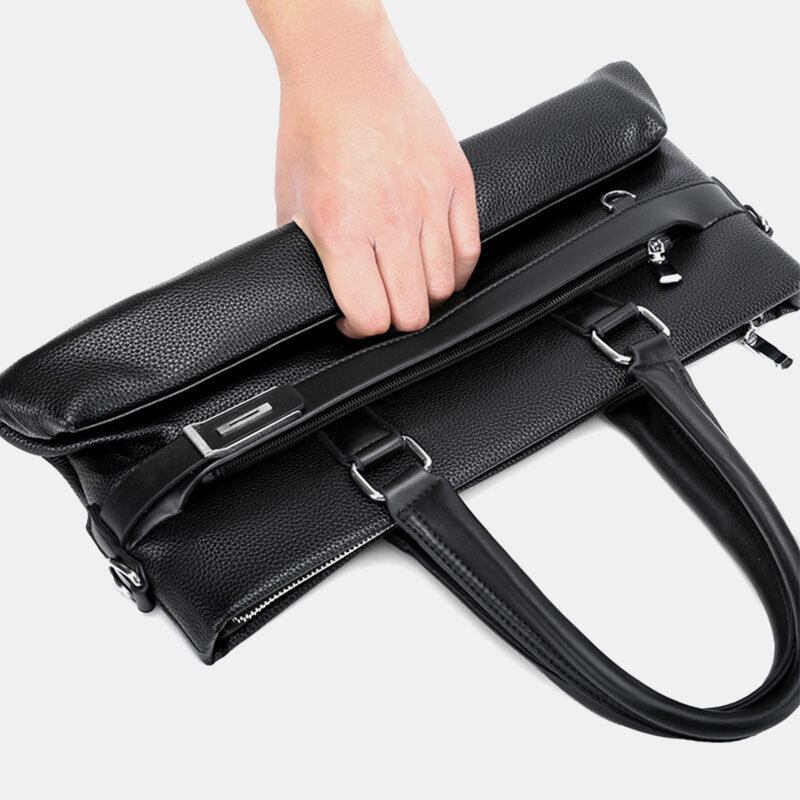 Mænd Imiteret Læder Business 15.6 Tommer Bærbar Taske Dokumentmapper Håndtaske Crossbody Taske