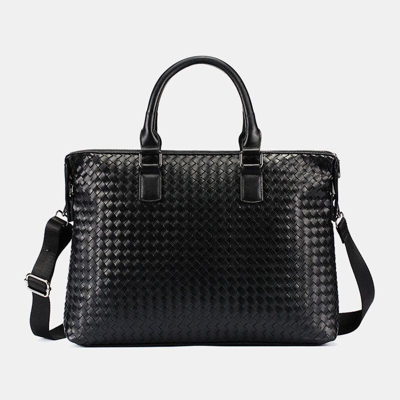 Mænd Imiteret Læder Multi-bære 14 Tommer Bærbar Taske Dokumentmappe Business Håndtaske Crossbody Taske