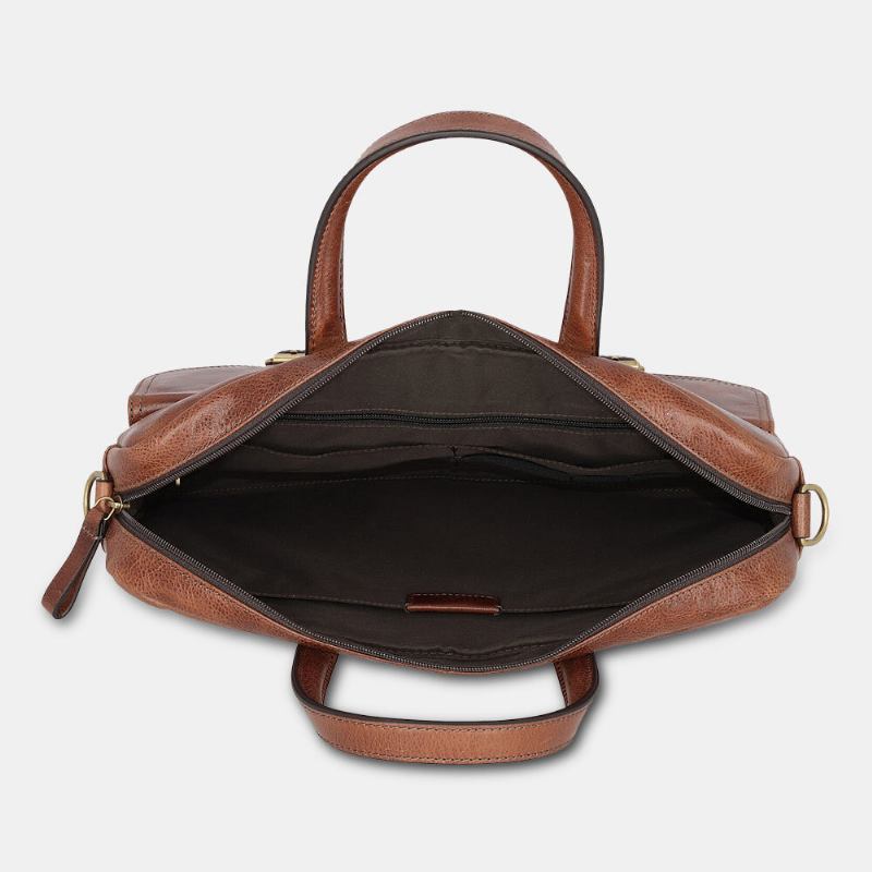 Mænd Pu Læder Vintage Bussiness Alsidig Multi-lommer Lærertaske Briefcase Multifunktion Crossbody Taske Håndtaske