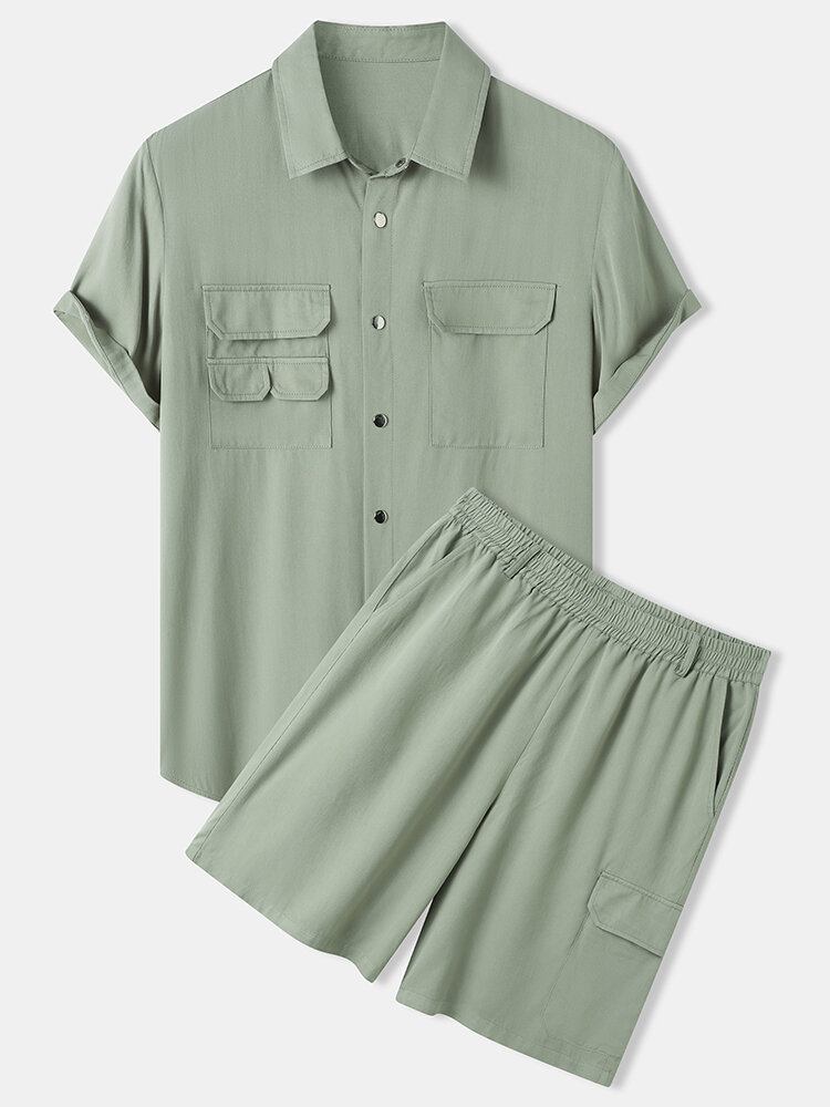 Mænd Multi Pocket Tiered Designet Hem-manchet Forreste Knapper Street Cargo-dragter