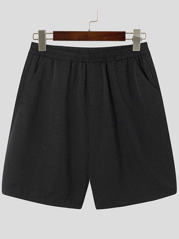 Mænd Solid Button Casual Mid-sleeve All-match Shorts Sæt