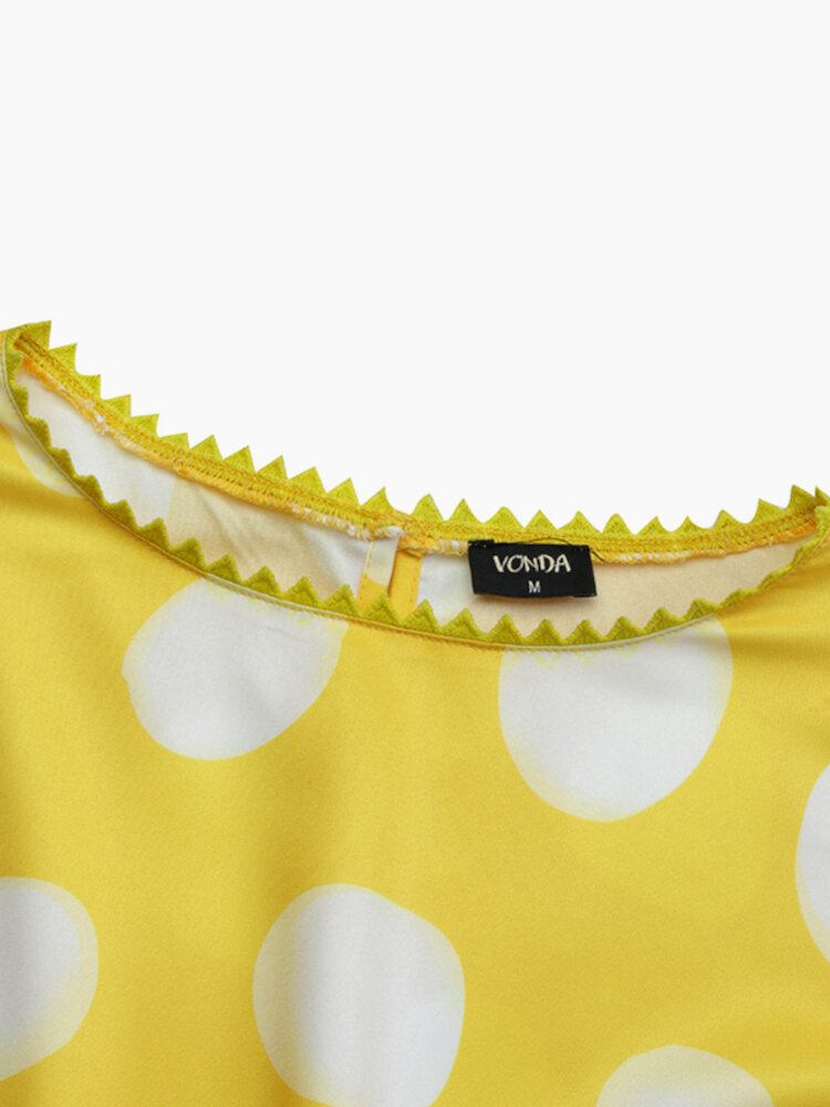 Ærmeløs Splejsning Polka Dot Sommerferie Casual Kjole Til Kvinder